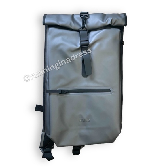 NWT Rains Waterproof Rolltop Rucksack Laptop Backpack In Metallic Grey - Picture 10 of 14